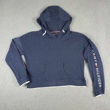Tommy Hilfiger Sweater Womens Large Blue Pullover Hoodie Sweatshirt