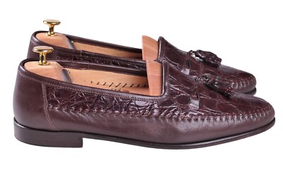 Zelli Made in ITALY Brown Genuine Crocodile Tassel Loafers  display picture 2