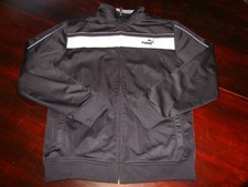 YOUTH PUMA FULL ZIP WARM UP JACKET SIZE LARGE BLACK WHITE NICE