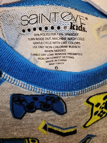 Saint Eve Pajama Set Boys Size 6 Long Sleeve Video Game Lightweight - Picture 4 of 5