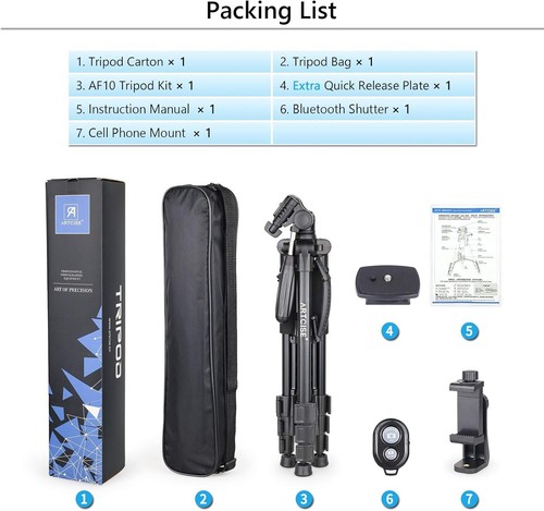 Camera Tripod for Camera, 159 cm Smartphone Tripod Stand with phone Holder Mount - Picture 7 of 9