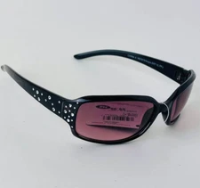 Lunettes De Soleil Womens Sunglasses 100% UVA Protect Rectangular Black w/Stone