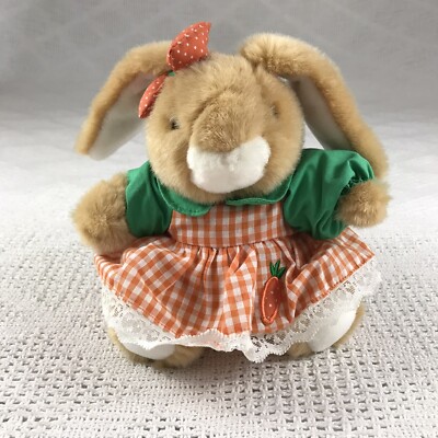 Chosun Intl brown bunny rabbit w/ green/orange carrot dress