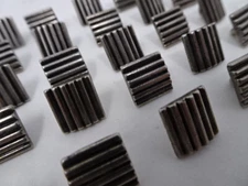 Vintage Black Silver Black Square Striped Metal Shank Button 11mm Lot of 2 AA100