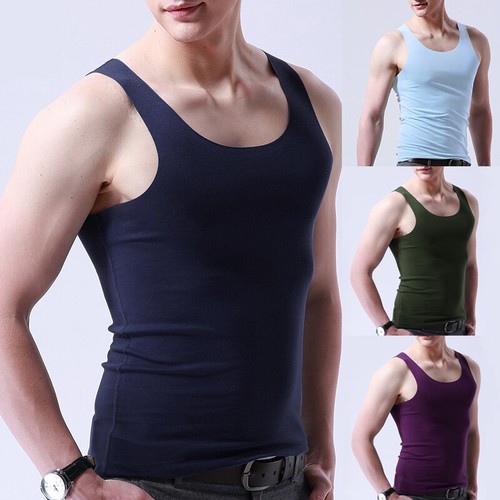 Men Sleeveless Tank Top Summer Ice Silk Muscle Vest Fashion Bodybuilding Casual  - Picture 1 of 17