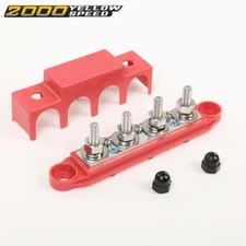 12V 250A 4 Post 5/16" Busbar Bus Bar Power Distribution Block With Cover Red