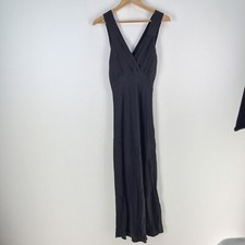 Dissh dress womens 8 maxi fit flare black sleeveless Vneck viscose cupro 110840