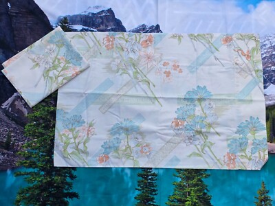 Set 2 Vintage floral flowers SPRINGMAID WONDERCALE NO IRON  Standard pillowcase