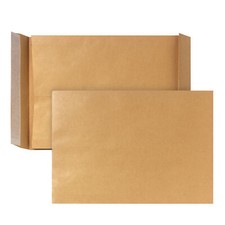 Faltentaschen B4 ohne Fenster (200 St&uuml;ck) Klotzboden haftklebend 130g/qm Braun