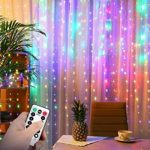 3Mx3M LED Curtain String Fairy Lights In/Outdoor Controller Window Wedding Decor - Picture 13 of 26