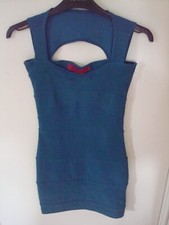 Ladies Boohoo Teal Coloured Stretch Dress - Size 6 (EU 34)