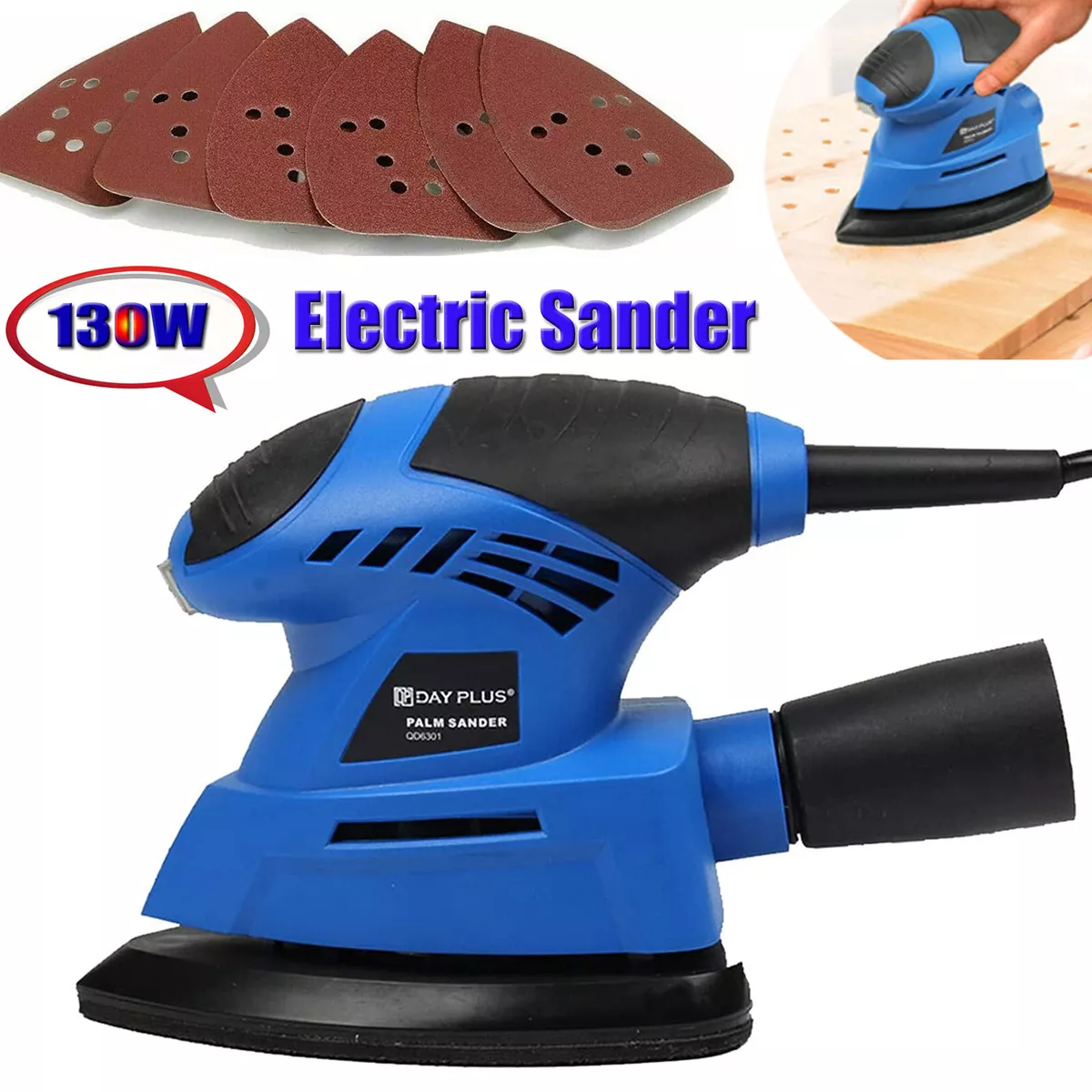 Electric Detail Mouse Palm Hand Sander With 6 Detail Sanding