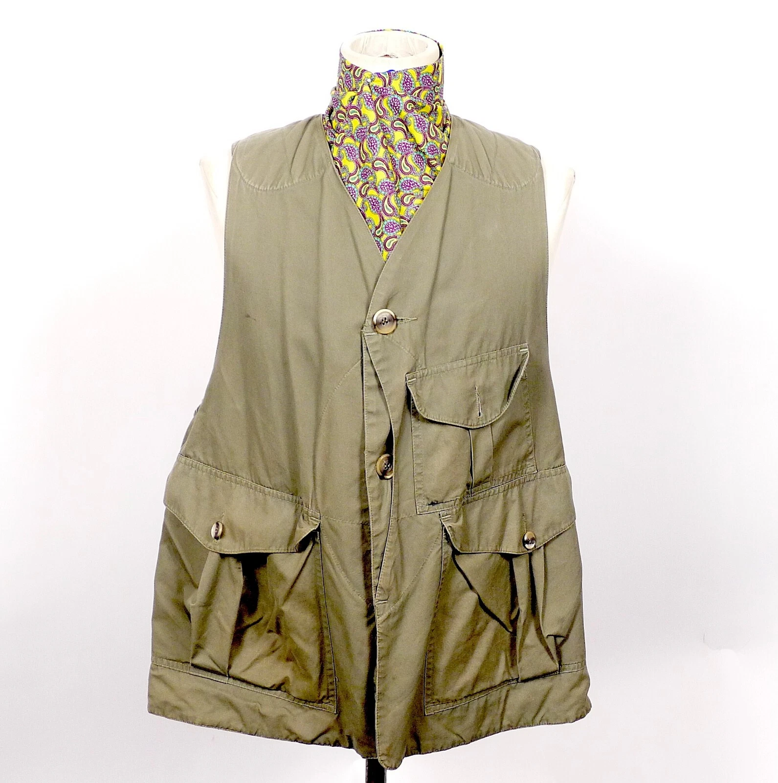 Vintage FILSON Vest Mens Green Sleeveless Fishing Outdoor Pockets #282