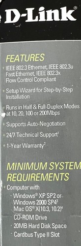 D-Link DFE-690TXD 10/100 Ethernet Notebook Adapter for Internet Access - Picture 8 of 12
