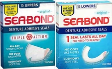 Sea-Bond Denture Adhesive 1 box of UPPERS / 1 box of LOWERS - 15ct each box 