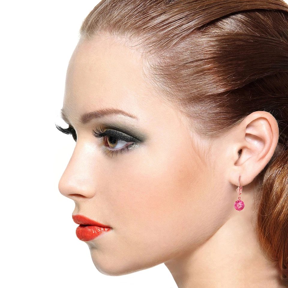 3.1 Carat 14K Solid Rose Gold Youth Pink Topaz Earrings - Imagem 4 de 4