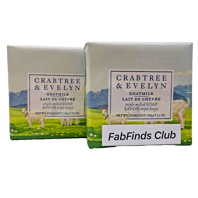 Crabtree & Evelyn Goat Milk Bar Soap Triple Milled 7oz (2x3.5oz) 2pc Set