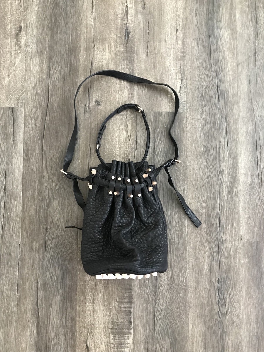 Alexander Wang Diego Bucket Bag Black Leather Rosegold Hardware