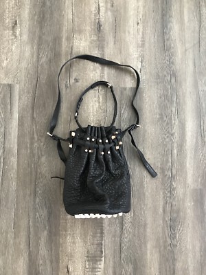 Alexander Wang Diego Bucket Bag Black Leather Rosegold Hardware