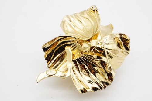 Christian Dior 1964 Vintage große 3D Blossom Rose Flourish Flower Brosche, Gold - Bild 11 von 13