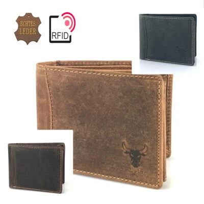 L&B COLLECTION Geldbörse klein RFID Büffelleder Herren Echt Leder Portemonnaie small Portmonee