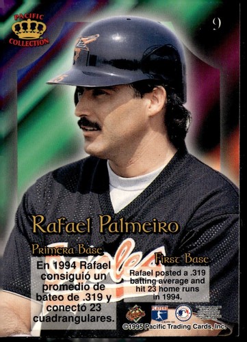 1995 Pacific Prism #9 Rafael Palmeiro Orioles - Picture 2 of 2