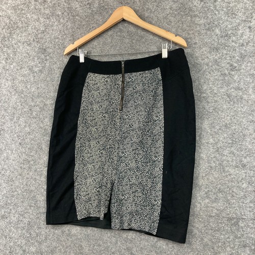 Table Eight Womens Skirt Size 14 Grey Black Straight Pencil Zip Business 10209 - Picture 9 of 12