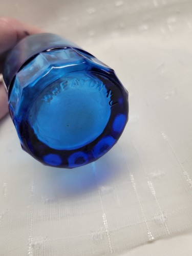 Vintage Wheaton Blue Glass Bottle - Ribbed, Long Neck - 6 inches - Picture 6 of 9