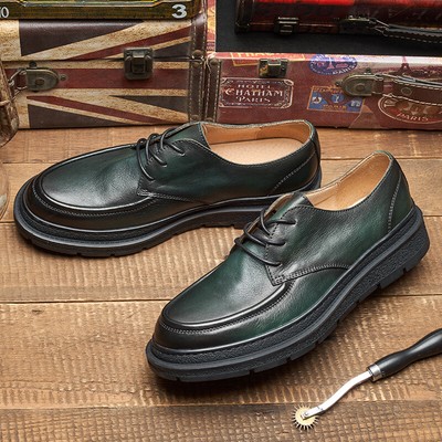 British Style Spring Real Leather Mens Lace Up Formal Dress Thick Soled Shoes Sz