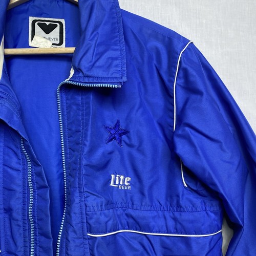 Obermeyer Jacket Mens Medium blue Miller Lite Star embroidered vintage *flaw* - Picture 5 of 11