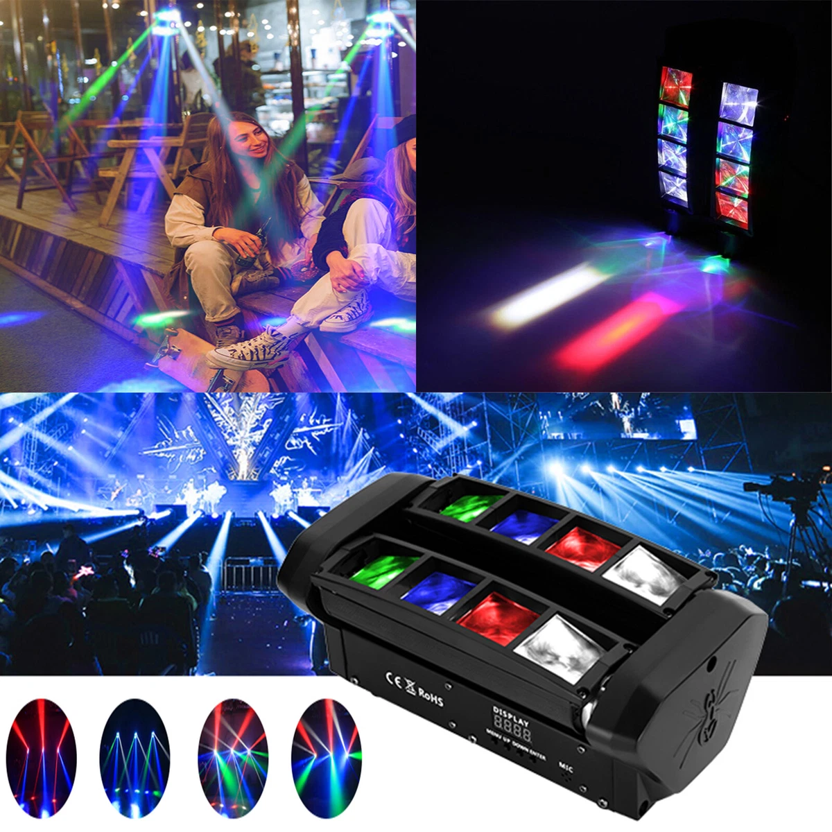 80W Stage Light LED DJ Spider Moving Head RGBW Beam DMX Party Show Disco Lights