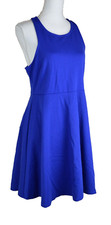 The Vanity Room Racerback Fit & Flare A-Line Knit Dress Sleeveless Blue Large L