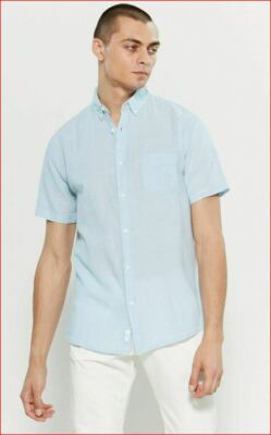 Neu Onia Herren Hemd Jack MST06-4 Solid Blau S Msrp