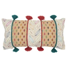 Rizzy Orange Transitional Petals Diamonds Tassels Throw Pillow Geometric T15906