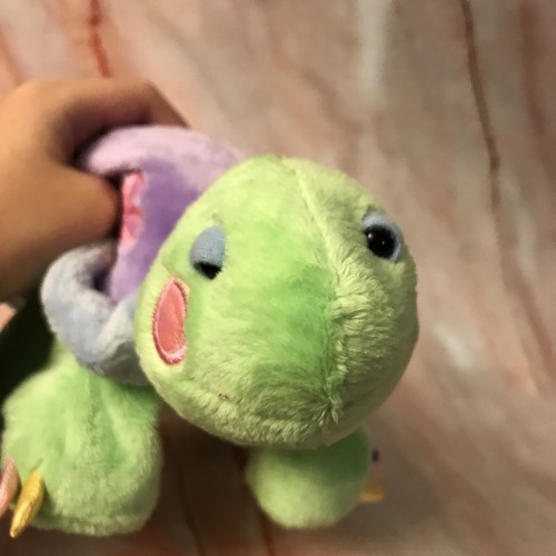 Ganz Webkinz Rainbow Turtle Stuffed Plush Baby Purple Glitter Flowers 11" Jj - Picture 4 of 6