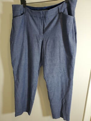 Express Womans Publicist Ankle Length Size 18R Stretch Pants Blue Pockets Career