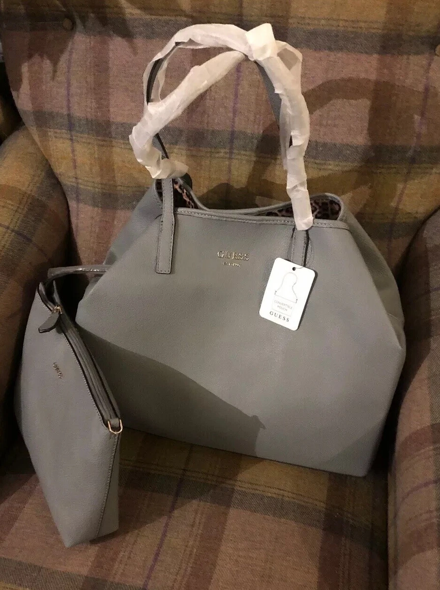 GUESS Pâle Bleu Gris 2 IN 1 avec Pochette Grand Sac