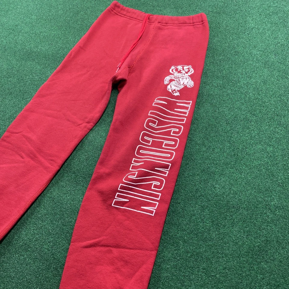 Винтажные мужские штаны Wisconsin Badgers маленькие красные 80-е 90-е тренировочные штаны для колледжа США - Изображение 2 из 4