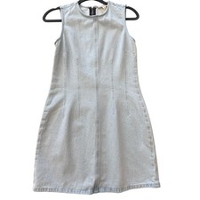 Harper Heritage Vintage Denim Mini Dress Light Wash Pleated Women’s Medium