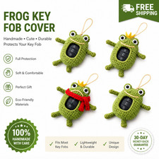Crochet Frog Key Cover Handmade Amigurumi Car Key Fob Sleeve Cute Accessory