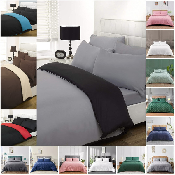 Juego de funda nórdica reversible con funda de almohada edredón suave ropa de cama individual doble king