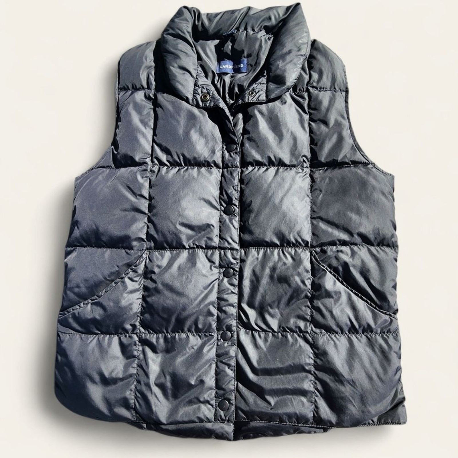 Lands’ End Puffer Vest | Black | Goose Down | Lightweight | Size Small