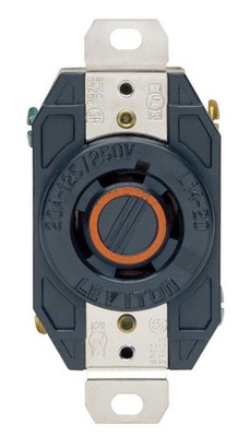 Leviton 02410-00D V-O-Max 125/250V 3-Pole 4-Wire Black Locking Nylon Outlet
