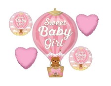 Sweet Baby Girl Balloon Bouquet Birthday Party Decorations Bear Pink Bow