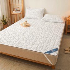 Waterproof Mattress Topper with Elastic Band Quilted Protector Pad Bedspread Win