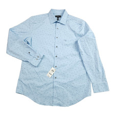 Alfani Men Shirt 16-16 1/2 34-35 Lt Blue Navy Slim-Fit Temperature Regulating