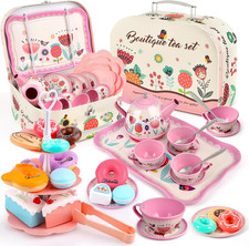 Tea Party Set for Little Girls, Flower Tea Sets Toys for Toddlers Girls Age 3 4