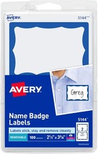 Avery Name Tags White Blue Border 1800 Pack Adhesive Labels