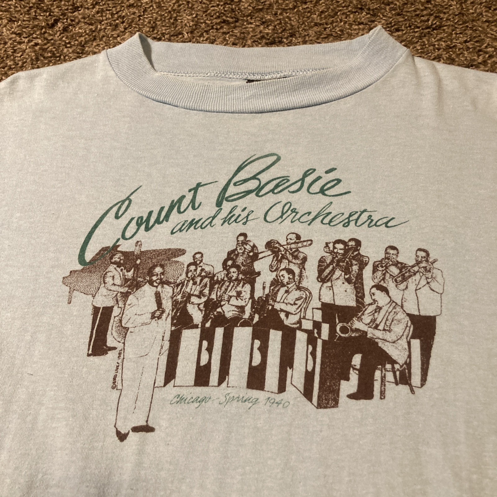Vintage 70s Count Basie Orchestra Jazz Promo T Shirt Sz M Blue USA Big Band Rare image 4