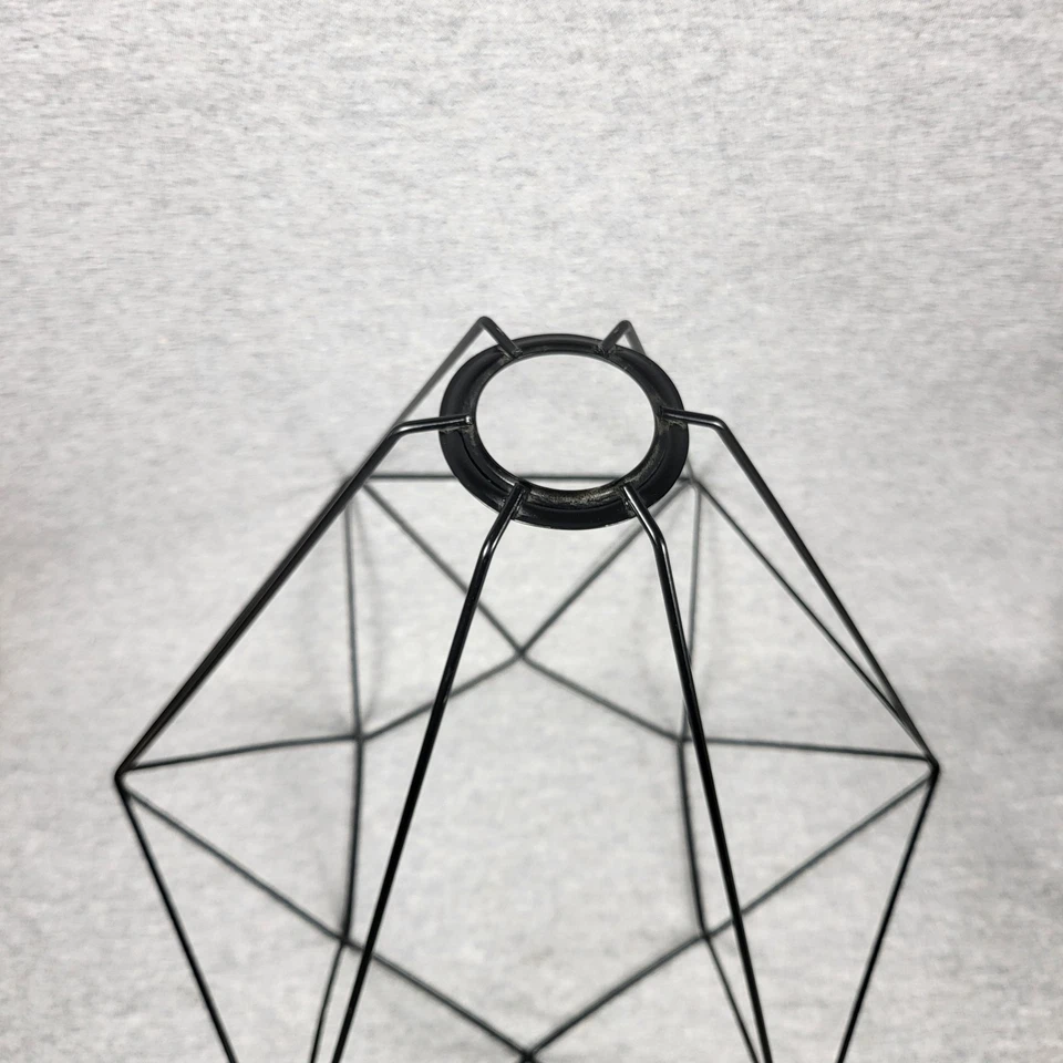 Juego de 3 pantallas de lámpara de alambre geométrico negro - cubiertas de luz industriales modernas Foto 4 de 4